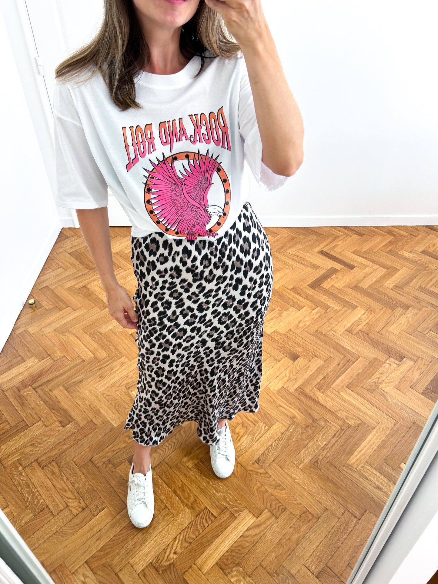 Luipaard Midi Rok Zwart