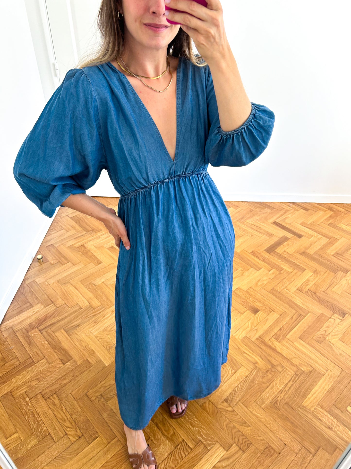 Midi Jean Cotton Gauze Dress