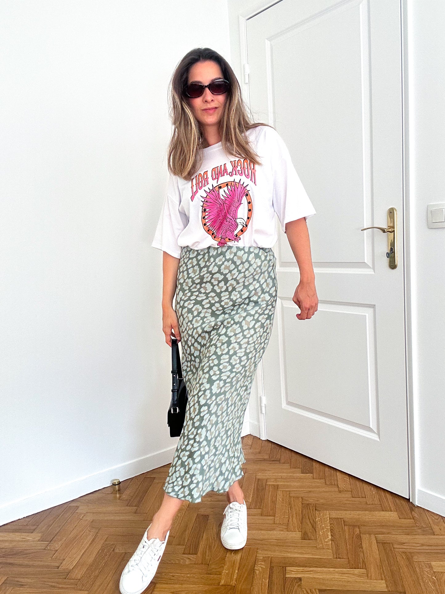 Green Leopard Midi Skirt