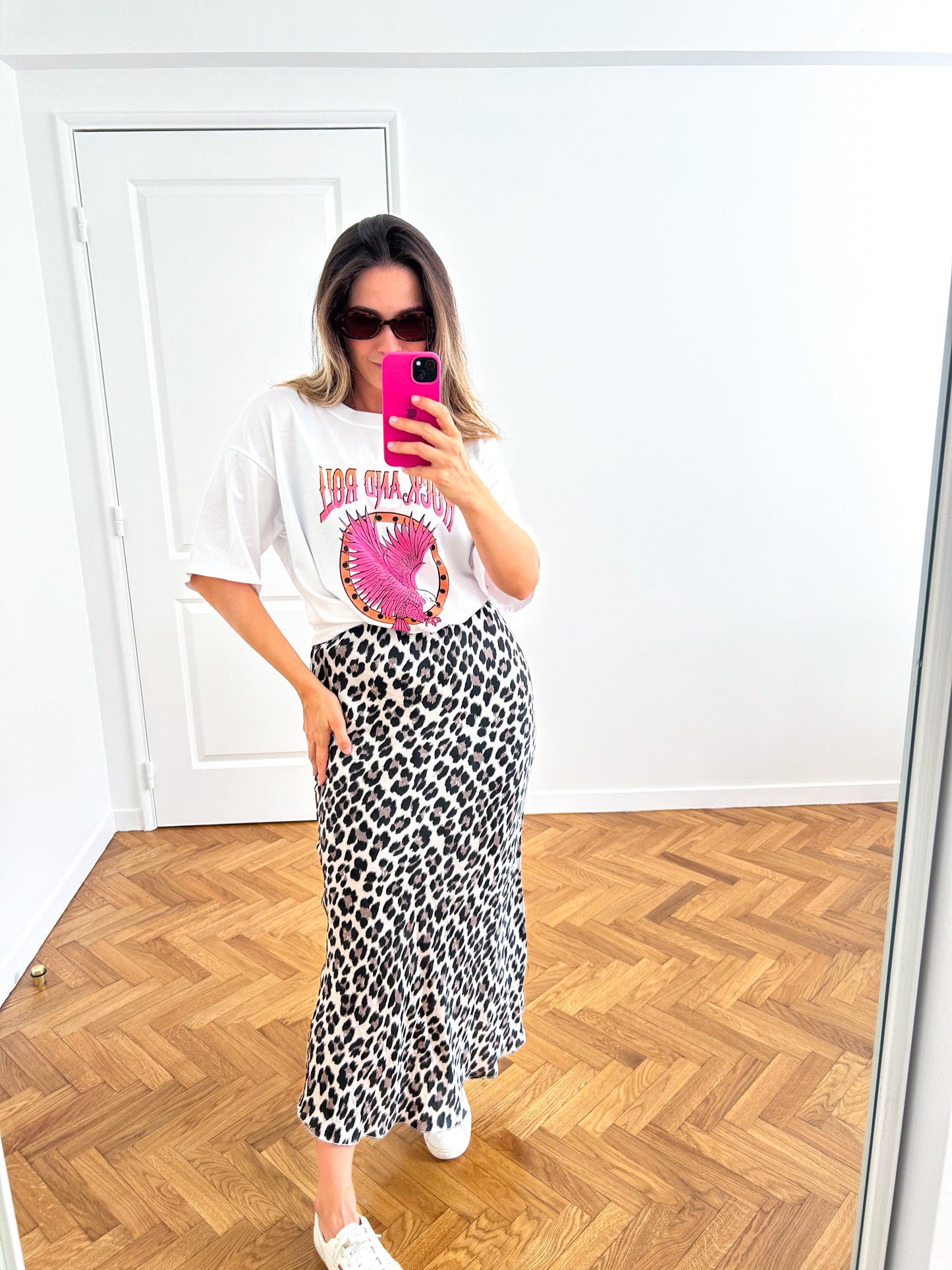 Luipaard Midi Rok Zwart