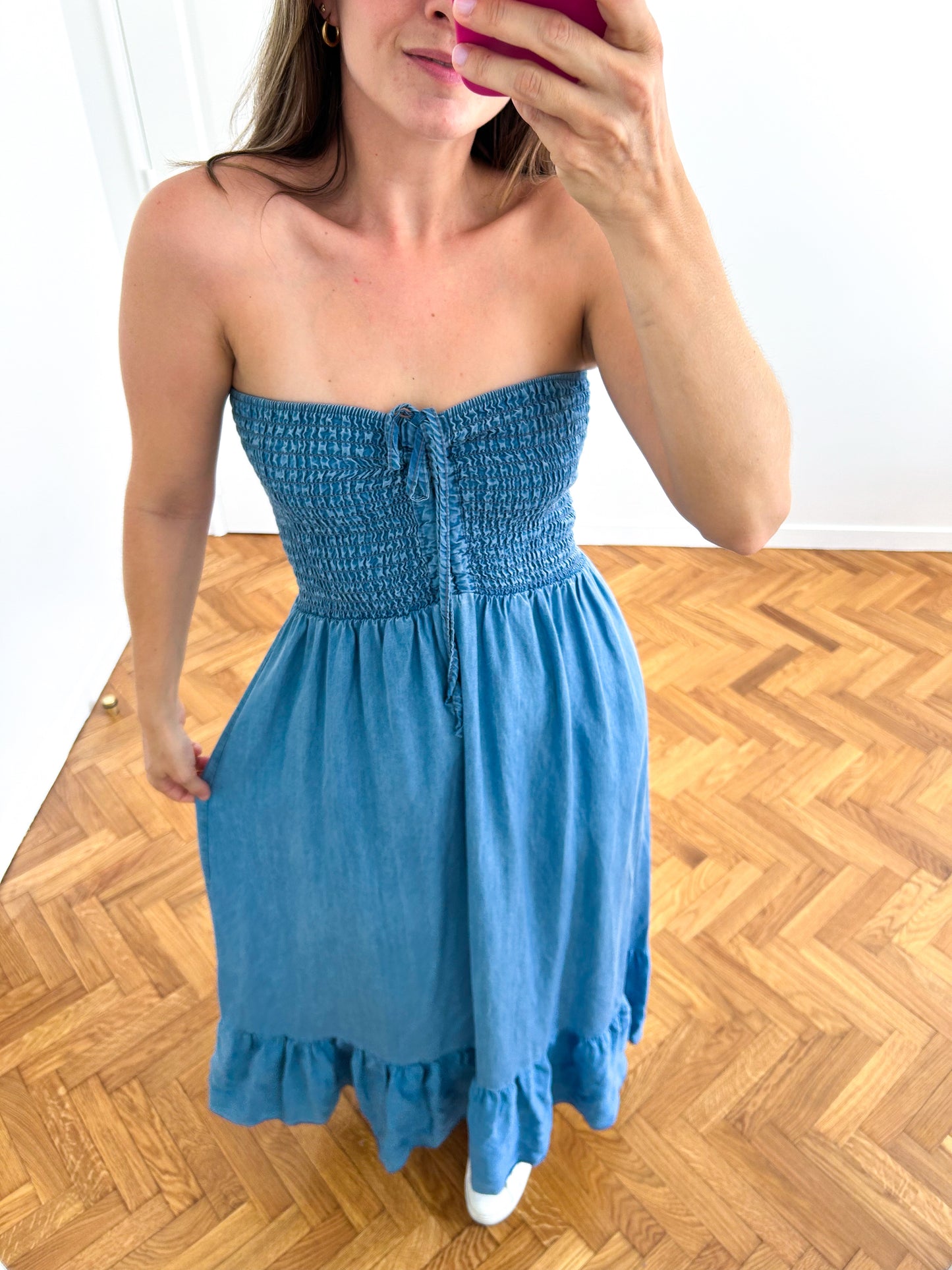 Flowing Denim Midi Dress