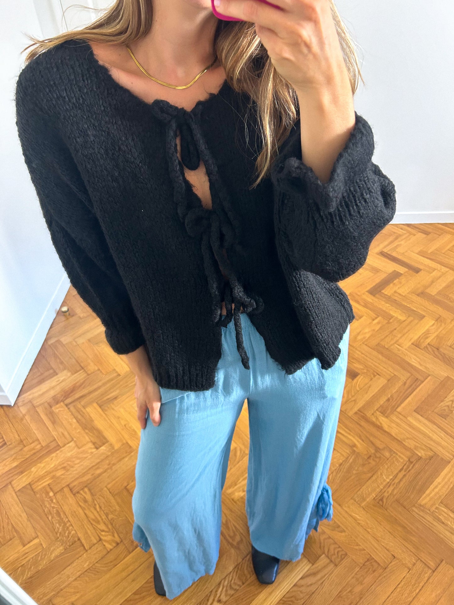 Black Knotted Sweater