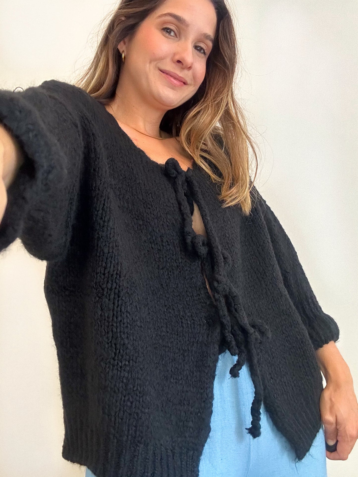 Black Knotted Sweater
