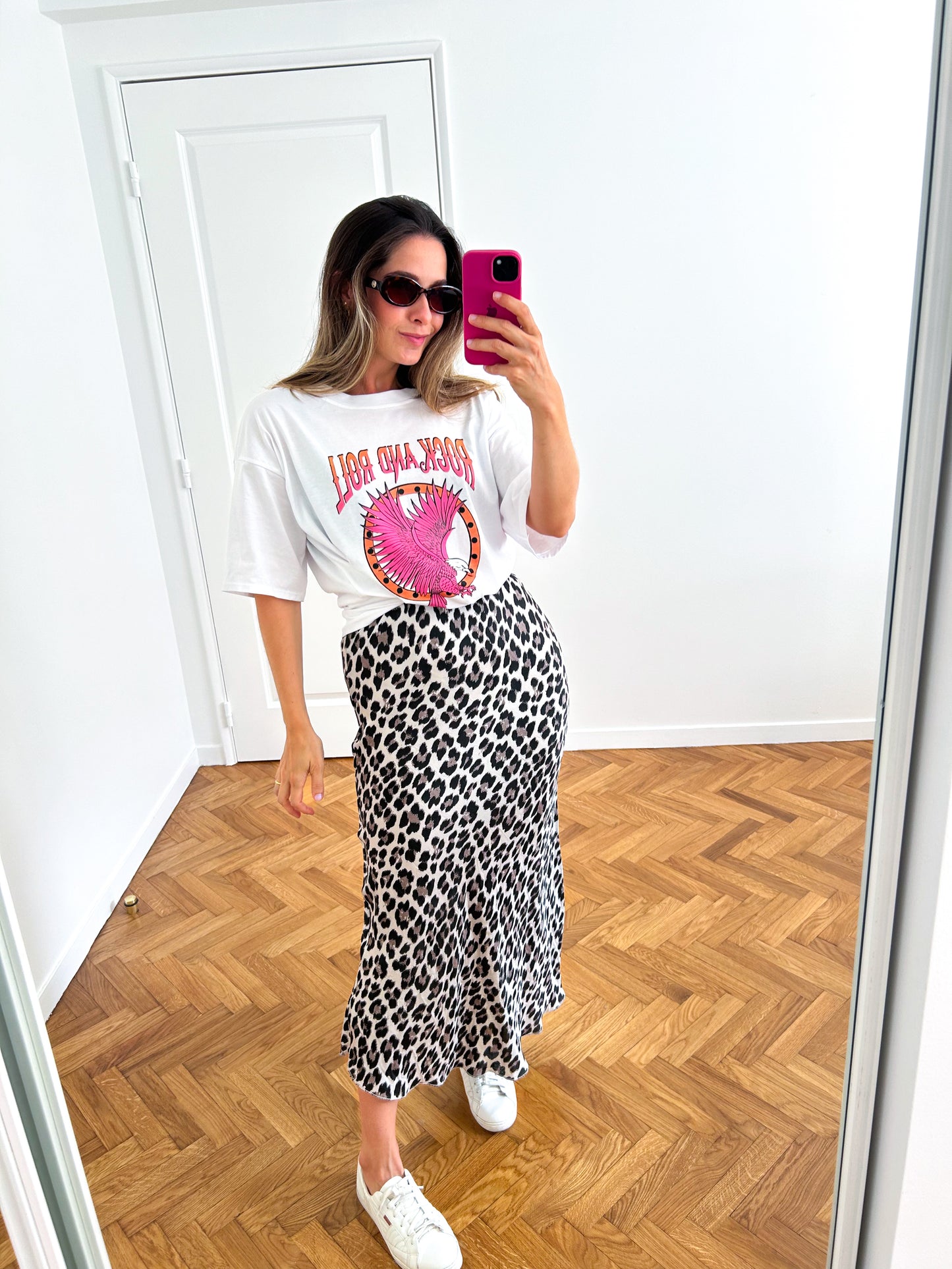 Luipaard Midi Rok Zwart