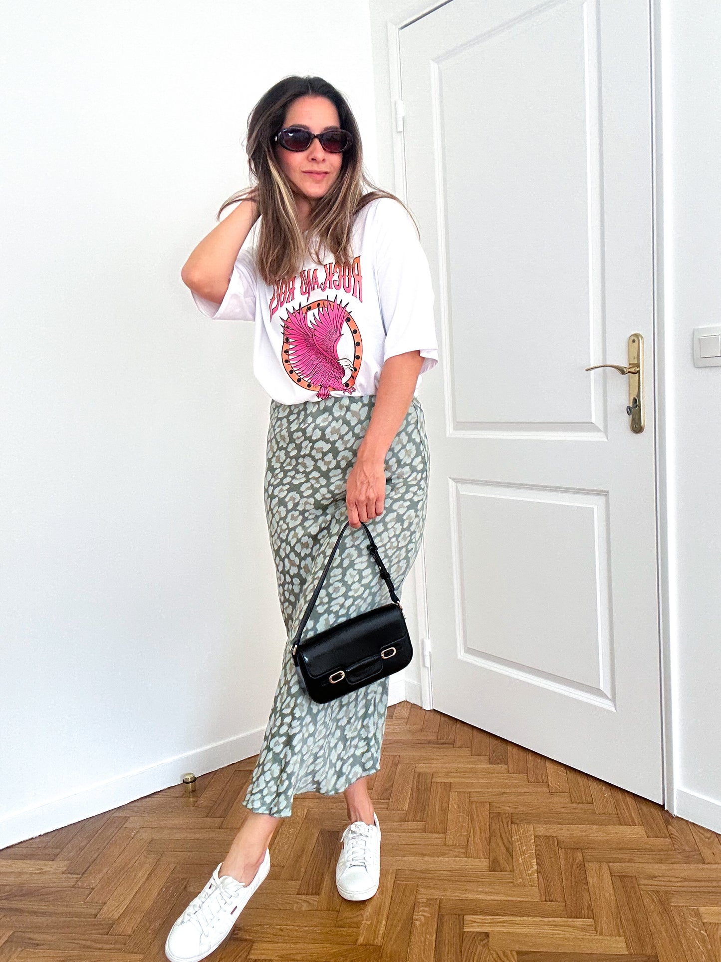Green Leopard Midi Skirt