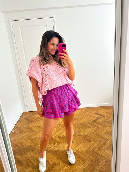 Leopard Embroidered Detail Shorts