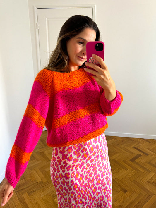 Orange Wool Striped Sweater