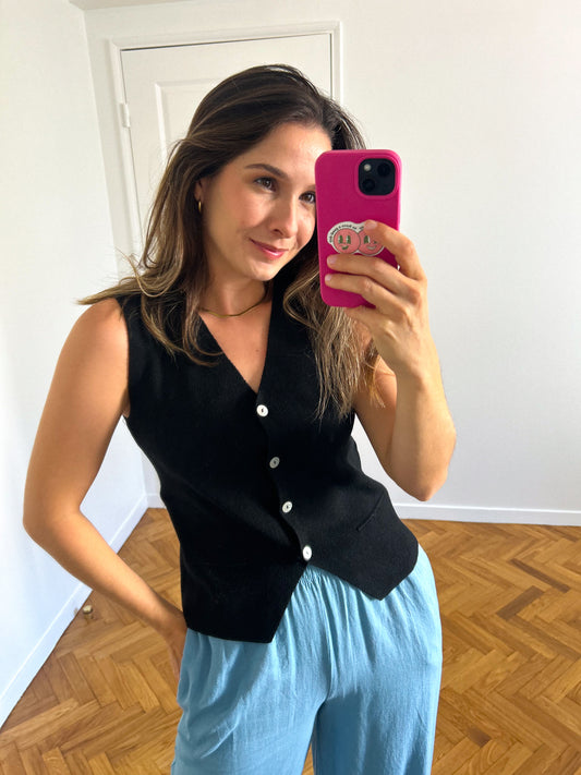 Black Sleeveless Mesh Trendy Vest