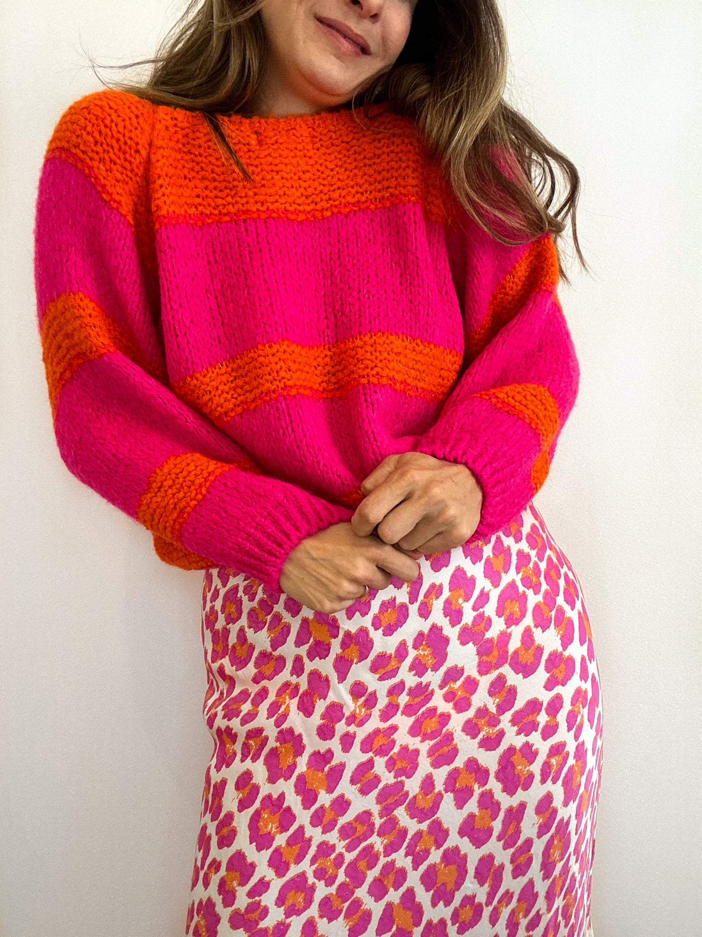 Orange Wool Striped Sweater